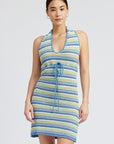 Emory Park Striped Crochet Mini Dress with Halter Neck