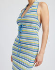 Emory Park Striped Crochet Mini Dress with Halter Neck