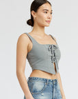 Emory Park Square Neck Top with Lace Up Front