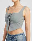 Emory Park Square Neck Top with Lace Up Front