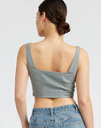 Emory Park Square Neck Top with Lace Up Front