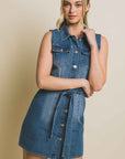 Sz Large Love Tree Denim Strapless Dress with Waist Tie