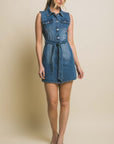 Sz Large Love Tree Denim Strapless Dress with Waist Tie