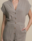 Love Tree V-Neck Pocketed Jumpsuit