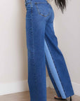 High-Rise Color Block Wide Jeans