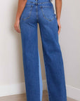 High-Rise Color Block Wide Jeans