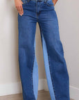 High-Rise Color Block Wide Jeans