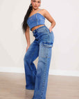 Pearl High-Rise Wide Leg Cargo Jeans