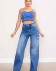 Pearl High-Rise Wide Leg Cargo Jeans