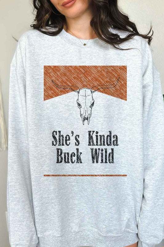 She&#39;s Kinda Buck Wild Graphic Sweatshirt