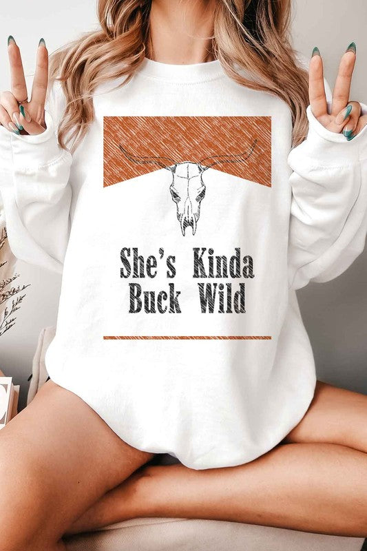 She&#39;s Kinda Buck Wild Graphic Sweatshirt