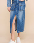 Denim Lab USA Front Slit Cargo Skirt