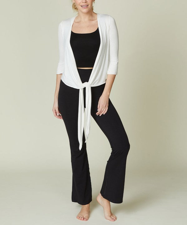 Sz M Fabina Bamboo Yoga Shrug Cardigan in Ivory