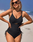 Ribbed Tie Side High Cut Twist Front Bathing Suit