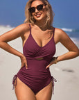 Ribbed Tie Side High Cut Twist Front Bathing Suit