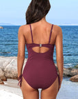 Ribbed Tie Side High Cut Twist Front Bathing Suit