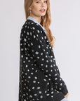 Umgee Polka Dot Open Front Drop Shoulder Cardigan