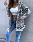 Hope Horizon Light Grey Floral Pattern Hooded Cardigan