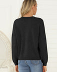 Hope Horizon Black Front Lace Detail Drop Shoulder Sweater