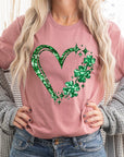 Heart Four Leaf Clover Graphic T Shirts.