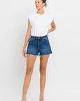 VERVET by Flying Monkey High Rise Slit Raw Hem A-Line Shorts