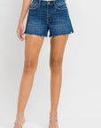 VERVET by Flying Monkey High Rise Slit Raw Hem A-Line Shorts