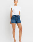 VERVET by Flying Monkey High Rise Slit Raw Hem A-Line Shorts