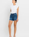 VERVET by Flying Monkey High Rise Slit Raw Hem A-Line Shorts