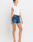 VERVET by Flying Monkey High Rise Slit Raw Hem A-Line Shorts