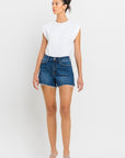 VERVET by Flying Monkey High Rise Slit Raw Hem A-Line Shorts