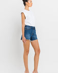 VERVET by Flying Monkey High Rise Slit Raw Hem A-Line Shorts