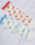 Mini Flower Sheer Socks Set Of 2 Pairs