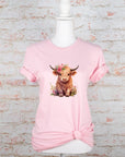 Pink Baby Highland Cow Graphic Tee