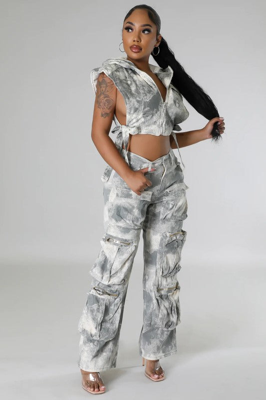 Fashion Denim Two Piece Pants Set by Claude