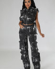 Fashion Denim Two Piece Pants Set by Claude