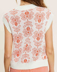 Flower Pattern Sleeveless Sweater Top