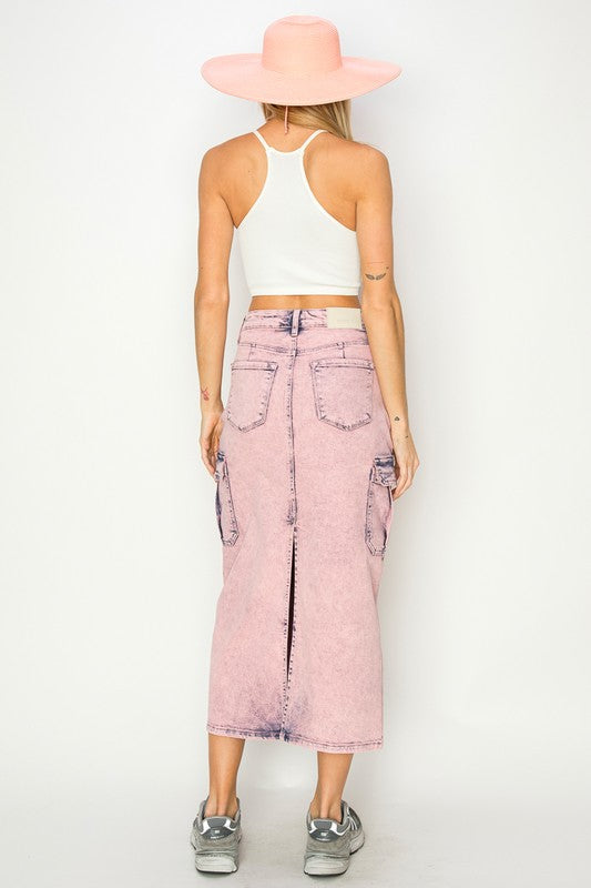 Artemis Vintage Utility Pink Dyed Maxi Skirt