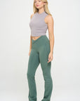 OTOS Active Women Crossover Flare Legging High Waisted Pockets