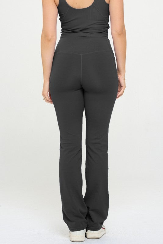 OTOS Active Women Crossover Flare Legging High Waisted Pockets