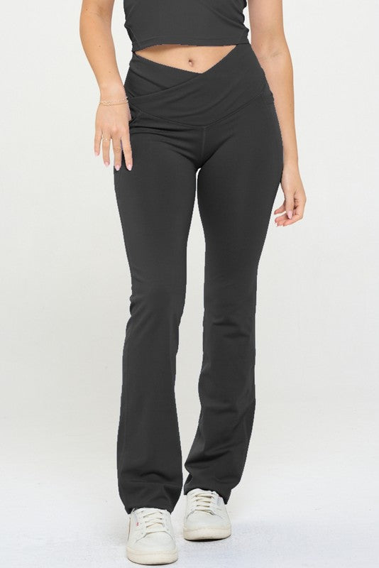OTOS Active Women Crossover Flare Legging High Waisted Pockets