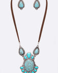 Western Oversize Stone Pendant Necklace Set