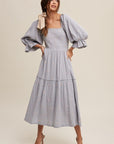 Listicle Ditzy Floral Embroidery Puff Sleeve Maxi Dress