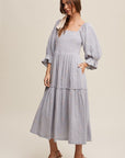 Listicle Ditzy Floral Embroidery Puff Sleeve Maxi Dress