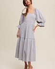 Listicle Ditzy Floral Embroidery Puff Sleeve Maxi Dress