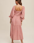 Listicle Ditzy Floral Embroidery Puff Sleeve Maxi Dress