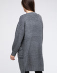 BiBi Twist Knitted Open Front Cardigan With Pockets