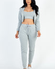 Cropped Cami with Zip-up Jacket and Joggers Set