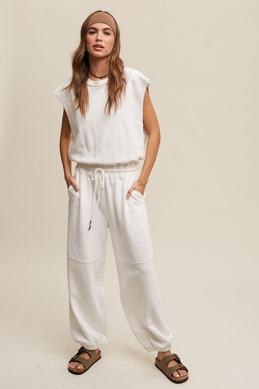 Listicle Athleisure French Terry Loose Jogger Jumpsuit