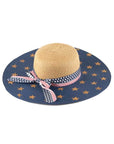 Americana Flag Printed Straw Floppy Sun Hat