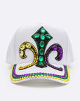 Mardi Gras Fleur De Lis Stone Embellished Cap